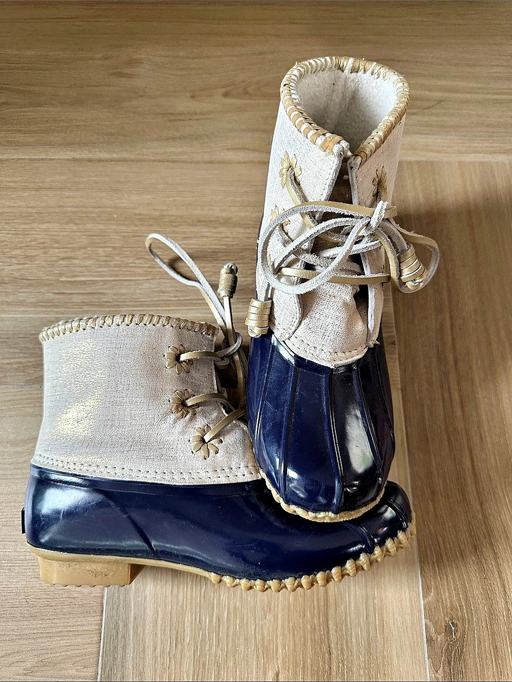 Jack Rogers Chloe Duck Boot Boots in Blue & Cream size 7